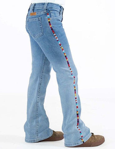 Cowgirl Tuff Girls Rainbow Light Wash Cotton Blend Jeans