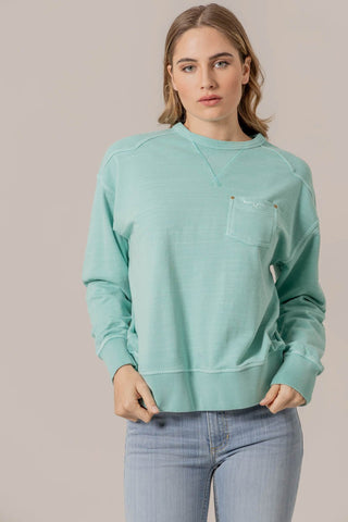 Kimes Ranch Womens Gina Turquoise Cotton Blend Sweatshirt