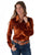 Cowgirl Tuff Womens Pullover Velvet Button-Up Rust Polyester L/S Shirt