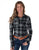 Cowgirl Tuff Womens Plaid Button-Up Black Polyester L/S Shirt