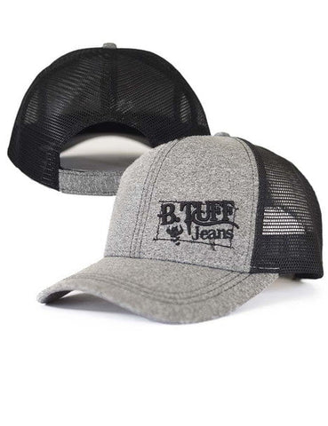 B Tuff Mens Contrast Embroidery Heather Gray 100% Polyester Trucker Cap