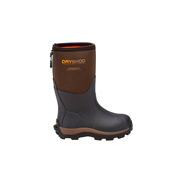 Dryshod Kids Boys Haymaker Gusset Brown/Orange Rubber Farm Barn