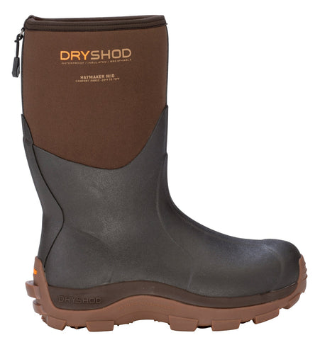 Dryshod Mens Haymaker Hard-Working Mid Brown Rubber Farm Work Boots