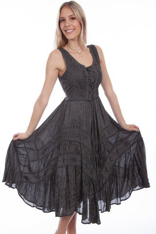 Scully Womens Gunmetal Rayon Lace Front S/L Dress M
