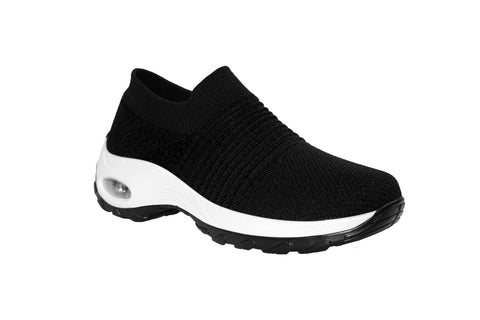 AdTec Womens Comfort Slip On Black Sneakers Shoes