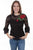 Scully Womens Black Polyester Rose Applique L/S Tunic