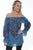 Scully Womens Avalanche Blue 100% Viscose Peasant L/S Blouse