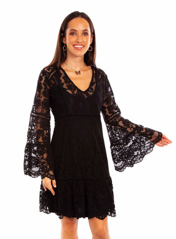 Scully Womens Two Piece Lace Black Cotton Blend L/S Dress XS