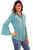 Scully Womens Turquoise Rayon Ivory L/S Blouse