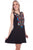 Scully Womens Embroidered A-Line Black 100% Viscose S/L Dress