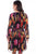 Scully Womens Feather Print Black 100% Polyester L/S Dress
