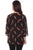 Scully Womens Black Rayon Feather V-Neck S/S Blouse