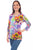 Scully Womens Lavish Blossoms Multi-Color Rayon S/S Tunic