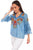 Scully Womens Blue Multi 100% Cotton Detailed Floral S/S Blouse