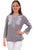Scully Womens Grey 100% Cotton White Floral S/S Blouse