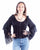 Scully Womens Ruffle Crochet Black 100% Rayon L/S Blouse