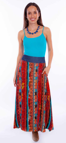 Scully Womens Southwestern Patchwork Santa Fe 100% Rayon Skirt
