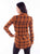 Scully Womens Seersucker Plaid Autumn Rayon Blend L/S Blouse