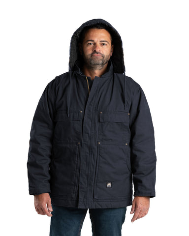 Berne Apparel Mens Highland Snap-On Washed Duck Midnight 100% Cotton Hood