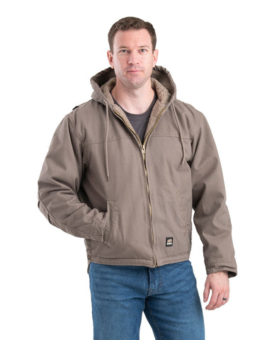 Berne Apparel Mens Heartland Washed Hooded Grey Stone 100% Cotton Chore Jacket