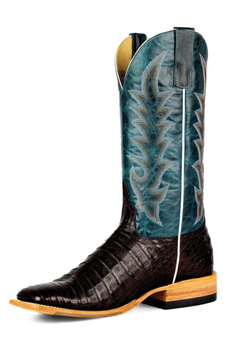 Horse Power Mens Navy Explosion Chocolate Caiman Belly Cowboy Boots
