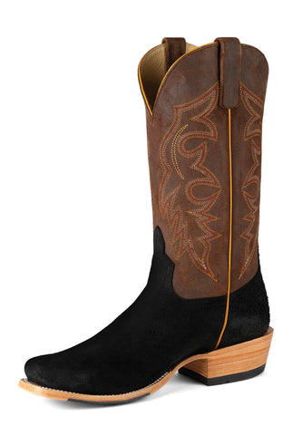 Horse Power Mens Top Hand Black/Oil Tan Suede Cowboy Boots 11.5 D