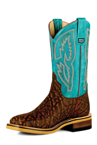 Horse Power Mens Cognac Eleprint Turquoise Leather Work Boots 9 D