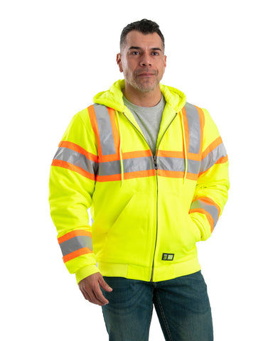 Berne Apparel Mens Hi Vis Class 3 Hooded Active Yellow 100% Polyeste Jacket