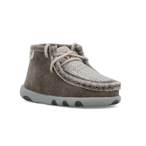 Twisted X Infant Unisex Driving Moc Grey/Light Grey Leather Chukka Boots