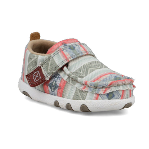 Twisted X Infant Girls Hooey Driving Moc Southwest Pink Fabric Slip-On Shoes
