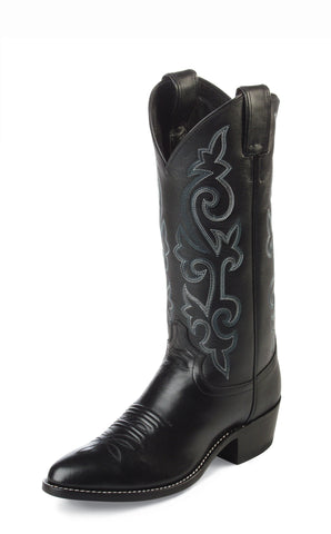 Justin Mens Black London Calf Leather Western Boots 13in Cowboy 14EE