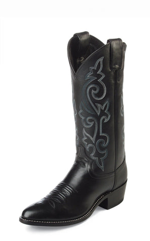 Justin Mens Black London Calf Leather Western Boots 13in Cowboy 10EEE