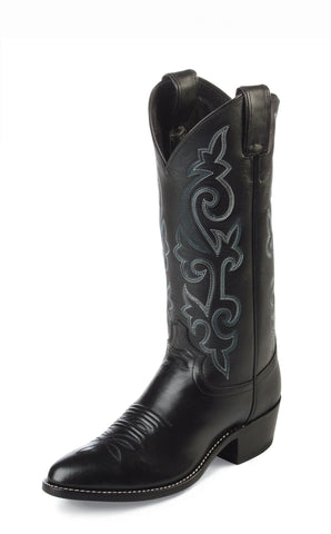 Justin Mens Black London Calf Leather Western Boots 13in Cowboy 10.5EEE