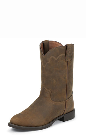 Justin Mens Tan Apache Leather Western Boots 10in Roper Stampede 8D