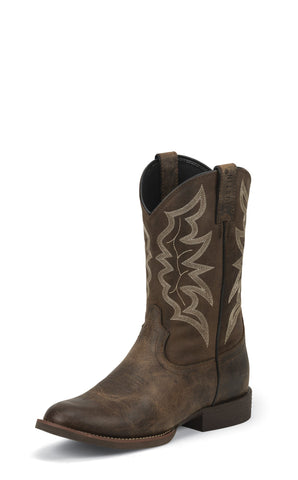 Justin Mens Distressed Brown Buster Leather Cowboy Boots 11D