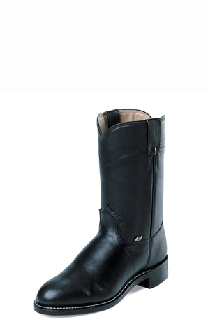 Justin Mens Black Cow Leather Western Boots Farm n Ranch Roper 11EE