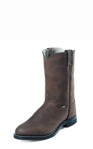 Justin Mens Brown Cow Leather Western Boots Farm n Ranch Roper 9.5EE