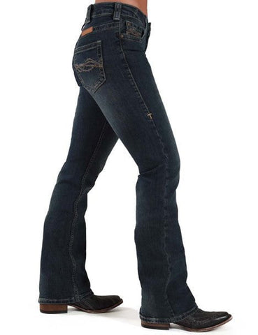 Cowgirl Tuff Womens Don't Fence Me In Dark Wash Cotton Blend Jeans