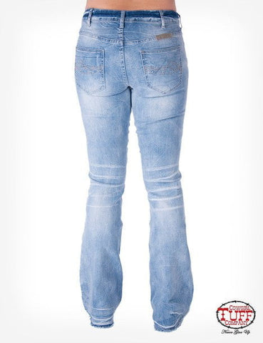 Cowgirl Tuff Womens Festival Trouser Light Wash Cotton Blend Jeans