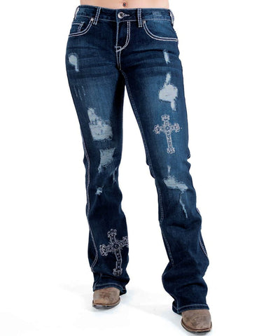 Cowgirl Tuff Womens Hope Dark Wash Cotton Blend Jeans
