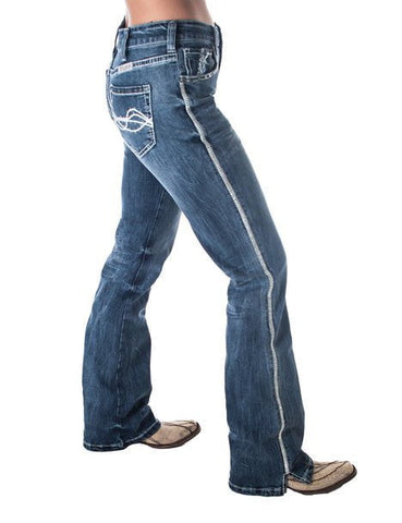 Cowgirl Tuff Womens Lightning Medium Wash Cotton Blend Jeans