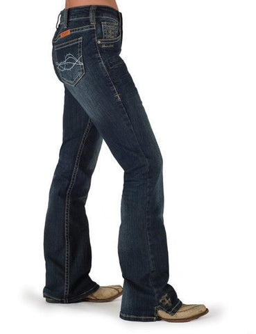 Cowgirl Tuff Womens Lisa's Legacy Dark Wash Cotton Blend Jeans