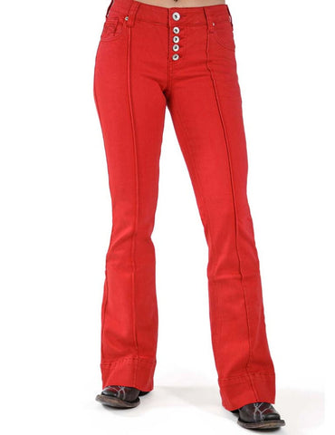 Cowgirl Tuff Womens Hot Trouser Red Cotton Blend Jeans