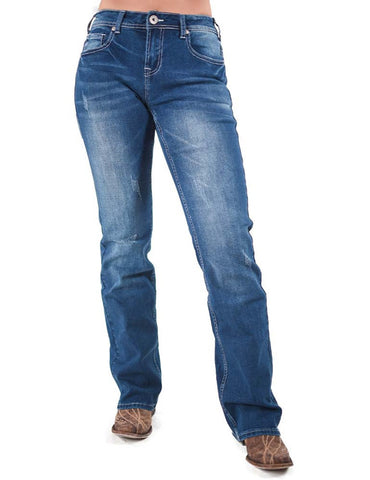 Cowgirl Tuff Womens Right On II Medium Wash Cotton Blend Jeans