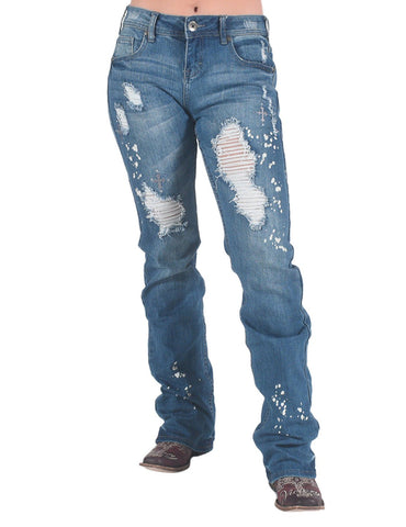 Cowgirl Tuff Womens Rockstar II Light Wash Cotton Blend Jeans