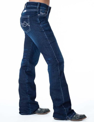 Cowgirl Tuff Womens Shine On Dark Wash Cotton Blend Jeans
