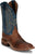 Justin Mens Poston 11in Western Amber/Blue Leather Bent Rail Cowboy Boots