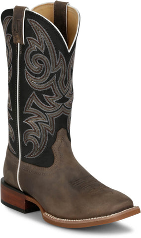 Justin Mens May Day Charcoal Cowhide Frontier Cowboy Boots
