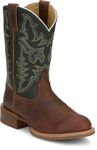Justin Mens Wild Bill 11in Western Brown Leather Frontier Cowboy Boots