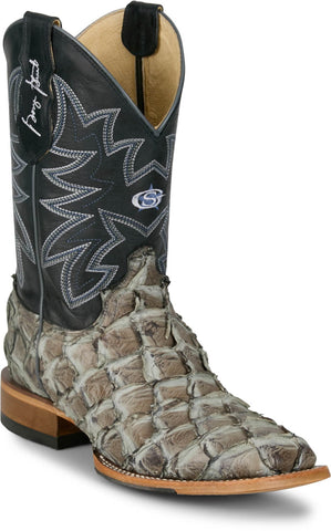 Justin Mens Ocean View 11in Slate Pirarucu George Strait Cowboy Boots